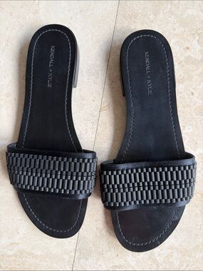 Kendall & Kylie Black Woven Band Slide Sandals